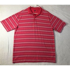 Nike Dri-Fit Golf Polo Shirt Men's Large Pink blue Striped Performance